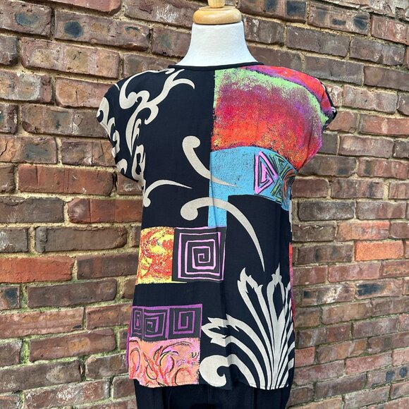 Vtg 90s Dorothy Schoelen Platinum Vivid Abstract 3 Piece Pant Suit Set Sz SM - Picture 4 of 10